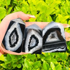 1pc Nature Quality <b>Black</b> Agate Geode Tower ,<b>polished</b> <b>Black</b> Agate Quartz,Boho Style for Home Decor and Healing - Product Image 2