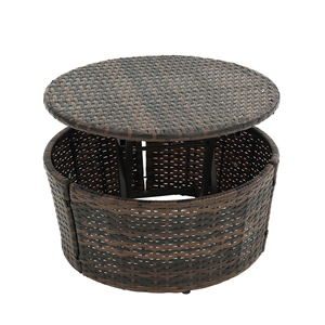 KD Rattan Round Lounge With <b>Canopy</b> Outdoor Bali Bed Wicker Sofa Bed With Lift Coffee Table - Product Image 5