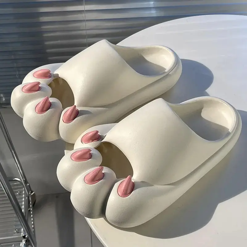Mignon tigre patte pantoufles pour Mans 2024 drôle dessin animé chat griffe diapositives chaussures dames pvc sandales pantoufles pour femmes