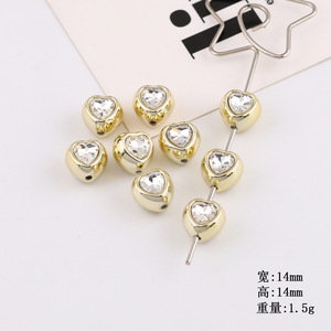 ลูกปัดคริสตัลรูปดาวหัวใจ ชุบทอง รูคู่ สำหรับทำเครื่องประดับ 38199 - Product Image 4