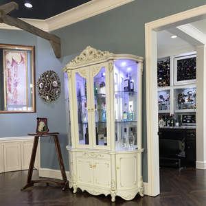 Châu Âu thiết kế sang trọng màu trắng Hoàng Gia bằng gỗ Tủ rượu Tủ thanh lịch nhà Thanh đồ nội thất cho phòng khách kính hiển thị - Product Image 4