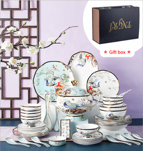 Promotional 68 Pcs Chinese Classical Lucky Bird Bone China <b>Dinnerware</b> Sets - Product Image 3
