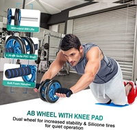 Rouleau Abdominal en Acier pour Entraînement de Renforcement Musculaire, Équipement d'Exercice Durable à Double Roues pour la Maison et la Salle de Sport