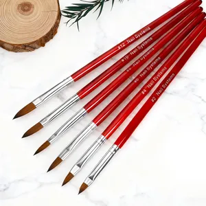 1/6pcs Kolinsky Acrylic Nail Brush #2/4/6/8/10/12 Round <b>Head</b> Kolinsky Crystal Pen Manicure Flower 3D Builder Carving Pen Tools - Product Image 4