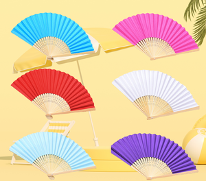 Abanico de Mano Plegable Personalizado con Logotipo Impreso, Abanico de Bambú de Color para Bodas, Venta al por Mayor - Product Image 4