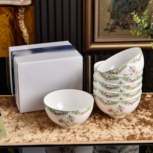 Hot Selling Pastoral Floral Butterfly Hand-painted Flower Plate Rice Bowl Coffee <b>Cup</b> Saucer Tableware <b>Set</b> for Gift - Product Image 2