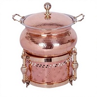 Plat de service à buffet en cuivre, argent et or poli, imprimé en typographie, avec couvercle et pot intérieur en acier inoxydable, pour banquets de mariage