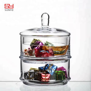 <span class=keywords><strong>Sunyou</strong></span> Contenedor de almacenamiento de vidrio único de tres capas transparente sin plomo hecho a mano con tapa de vidrio - Product Image 6