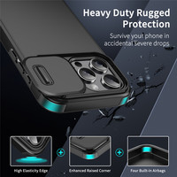 Push Window Sliding Camera Protect Cover Design PC + TPU Phone Case Pour iPhone 16 15 14 13 12 Pro Max Mobile Phone Case