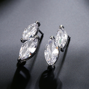 RAKOL EP1197 lujo plata cristal ovalado circón moda boda joyería pendientes - Product Image 4