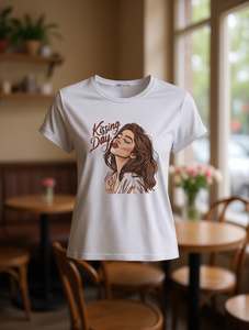 Camiseta Gráfica Fhaki para Mujer, Diseño de Beso, Cuello Redondo, Color Gris Suave, Informal, para el Día de San Valentín, Fiestas, Primavera, Verano - Product Image 2