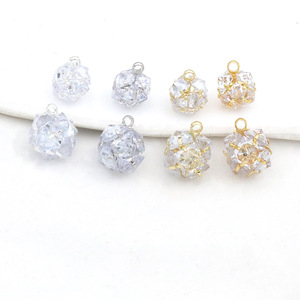 Wholesale diamond ball pendant, 14K gold-plated, color-preserving, zircon-<b>set</b>, round ball pendant, DIY necklace, jewelry, D103 - Product Image 2