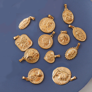 Pendentif religieux Vintage en or pour hommes, pièce de monnaie en acier inoxydable, pendentif de la médaille au Portrait de jésus, bijoux de la vierge marie - Product Image 5