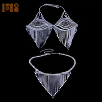 2025 strass Bikini ensemble corps chaîne costume Sexy brillant gland pour vêtements Performance sous-vêtements spectacle