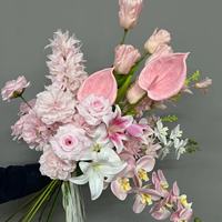 Rosa Hochzeits-Kunstblumen Phalaenopsis Orchidee Rose Künstliche Blumen für Hochzeitsraumdekoration und Bouquet-Dekoration Seidenblumen