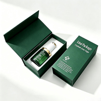 Bouteilles en verre vides pour huile faciale de 30 ml, personnalisées, vert foncé, flacon de sérum de 1 oz avec compte-gouttes à bouton-poussoir, flacon de sérum en verre avec boîte
