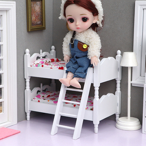 Maison de <span class=keywords><strong>poupée</strong></span> <span class=keywords><strong>en</strong></span> <span class=keywords><strong>bois</strong></span> 1:12, mini-meubles, chambre d'enfant, micro-scène, lit superposé miniature <span class=keywords><strong>en</strong></span> forme de fraise - Product Image 5
