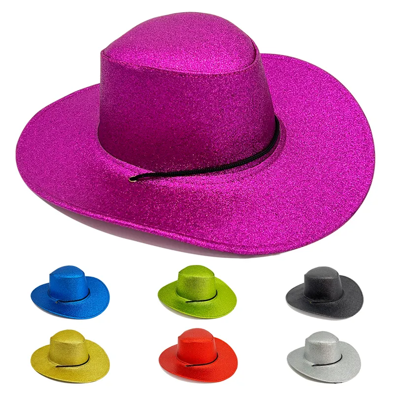 Custom Bulk Vilt Western Cowgirl Hoeden Glitter Bling Party Roze Cowboyhoed