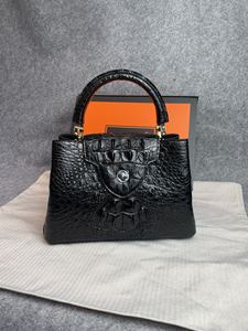 Sac en cuir de crocodile 100% élégant, classique, noir, luxueux, sac bandoulière en cuir de crocodile - Product Image 5