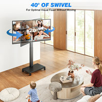 Support TV moderne en acier à manivelle polyvalent pour téléviseurs de 42 à 75 pouces, VESA 600x500, charge 50 kg, rotation 20°, inclinaison 90°, inclinaison 5°