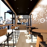 Boutique mobile préfabriquée entièrement équipée, café, restauration de rue, restaurant en conteneur maritime de 40 pieds
