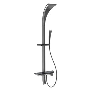 Wall Mount Rain <b>Shower</b> Set with <b>Slide</b> Bar and Handheld Showerhead Rectangle Design Minimalist Style Bathroom Faucet - Product Image 3
