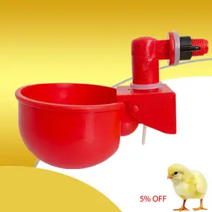 YA DIY Plastic Red Automatic Poultry Chick Duck Broiler Layer Hen Waterer Chicken Drinker Cup