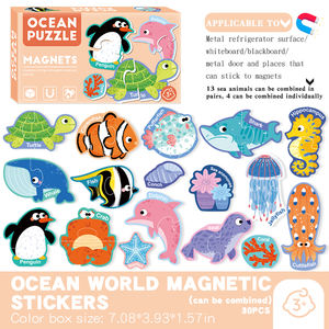 Rompecabezas Magnético de <span class=keywords><strong>Animales</strong></span> Marinos de Dibujos Animados para Refrigerador, <span class=keywords><strong>Pizarra</strong></span> Blanca y Negra - Product Image 2