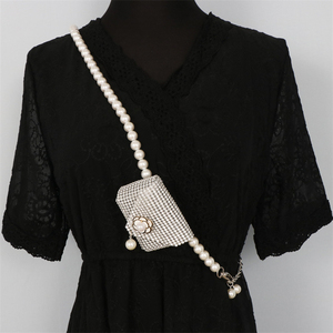 Sac à main à bandoulière en cuir pour femmes, ceinture, portefeuille, Mini <span class=keywords><strong>pochette</strong></span> banane, à paillettes, sac à <span class=keywords><strong>strass</strong></span> - Product Image 3