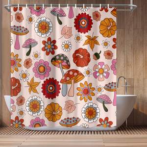 Retro Flower Shower <strong>Curtain</strong> Groovy Vintage Hippie <strong>Funky</strong> 70s Sun Flowers Shower <strong>Curtains</strong> Bathroom Home Decor Custom in Stock - Product Image 5