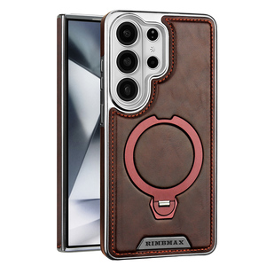 Funda de Teléfono Personalizada de Lujo con Revestimiento Electrolítico, Magnética, de Cuero PU, para S26 S23 Ultra S25 Plus S24+, con Anillo Metálico de 360° - Product Image 1