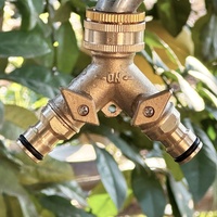 Distributeur de tuyau en Y à 2 voies en laiton massif forgé avec contrôle de débit individuel, raccord rapide NPT 3/4 pouce, vanne de dérivation pour robinet