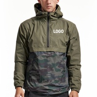 Veste coupe-vent imperméable à demi-zip double couche pour homme, avec doublure en maille de qualité supérieure, imprimé camouflage et logo personnalisé