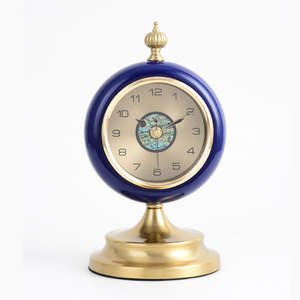 European Style Quartz <b>Table</b> Clock Circular Green Decorative Home Desktop Clock Ornamental Timepiece - Product Image 2