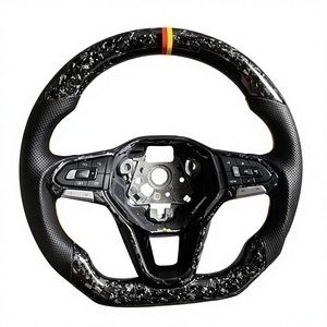 Volante de fibra de carbono forjado de gamuza de cuero para DosVW <span class=keywords><strong>Golf</strong></span> MK7 7,5 GTI GTD <span class=keywords><strong>GTE</strong></span> R 2013-2020 Polo GTI para Tiguan Passat - Product Image 1