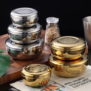 Bol à riz coréen en acier inoxydable 304 avec couvercle, bol créatif pour kimchi de restaurant, bol de cuisson pour barbecue, personnalisable avec logo - Product Image 1
