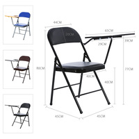 Chaise pliante multifonctionnelle avec table, pour hôtel, réunion, bureau, moderne, simple, revêtement en cuir, pour étude, lecture, livre