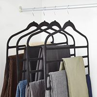 Cintres à pantalons en velours noir 4 couches antidérapants gain de place pour pantalons, jeans, écharpes 360° °   Rotatif 18 pouces