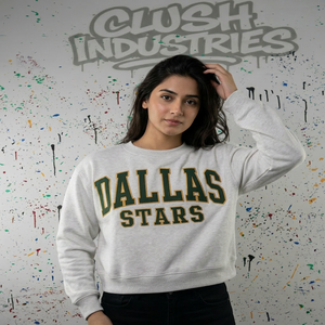 Sudadera con Capucha y Media Cremallera de Terciopelo Gris Ceniza de los Dallas Stars con Bordado Aplicado Verde Cazador CLUSH SPORTS 100% Algodón Invierno Digital - Product Image 1
