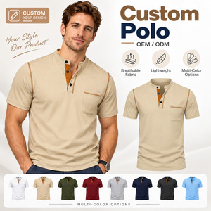 Camisa de Golf Personalizada para Hombre, de Secado Rápido, Tejida, con Botones, Mezcla de Poliéster y Algodón, Transpirable, Suave al Tacto, OEM, ODM, Pedido al por Mayor, Manga Corta - Product Image 1