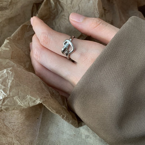 S925 Sterling Silver Knotted Heart <b>Ring</b> <b>Open</b> Index Finger Unisex Jewelry Gift - Product Image 1