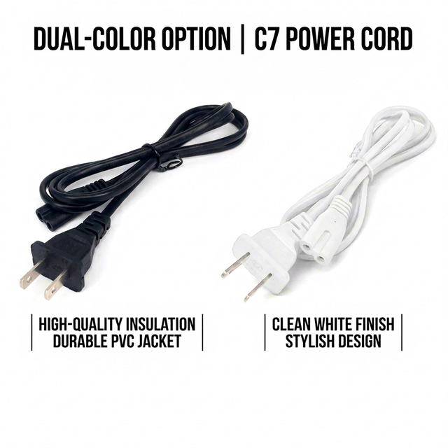 AC Power Replacement for PS5 Power Cord, 1.5m C7 Figure8 Power Cable Compatible With Playstation 5/PS4/PS3 Slim, 2-Prong Cable