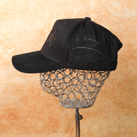 Nueva Gorra de Béisbol de Lujo con Parche de Cuero con Diseño de Estrella y Meteoro, 5 Paneles, Logotipo Personalizado, Bordado 3D, Visera de Gamuza y Pedrería