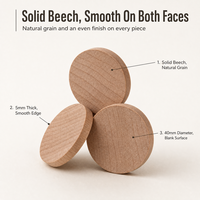 Disques en bois de hêtre réutilisables personnalisés 40 mm, jetons en bois vierges pour jeux de société, gravure laser, impression UV, marque ODM/OEM, faible MOQ