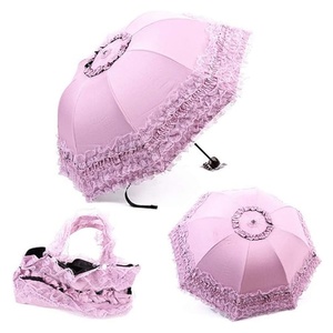 Parapluie pliant élégant en dentelle pour femme, style mode, tissé, vente en gros - Product Image 1