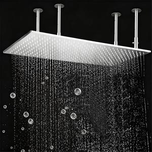 Cabezal de Ducha Rectangular de Lujo para Techo, Efecto Lluvia, Alta Presión, Acabado Cromado, Fijo, de Acero Inoxidable 304, para Exteriores y Hoteles - Product Image 2