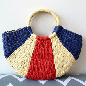 Fashion Hand Woven Half Round Summer Beach <strong>Straw</strong> <strong>Tote</strong> Hand <strong>Bag</strong> Women Handbag - Product Image 5