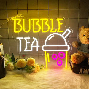 Bubble Tea Neon Sign <b>Lights</b> Custom Multi-Color <b>Remote</b> <b>Control</b> <b>Wall</b> Mountable Baby Gift Home Party Car Companies Event Decor - Product Image 1