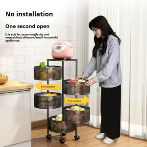 Offre Spéciale mobile cuisine légumes fruits cercle panier avec roues rotatif étagère de stockage des aliments - Product Image 4