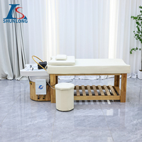 SHUNLONG prix usine Salon cadre en bois massif Thai cheveux lavage lit de Massage tête Spa shampooing lit